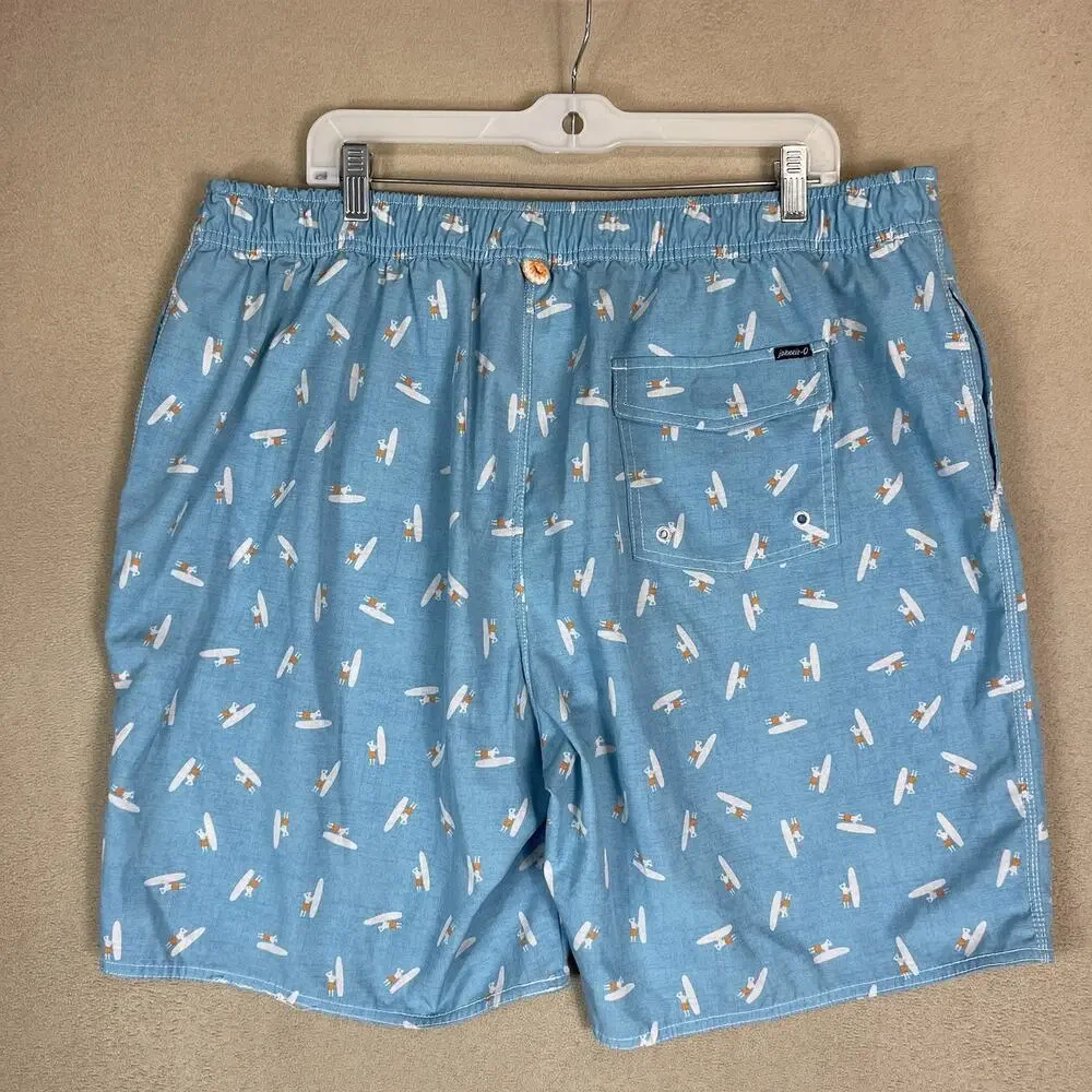 Johnnie O Swim Trunk Mens XXL Blue Arno Half Elastic Surf Short Relaxed Fit‎